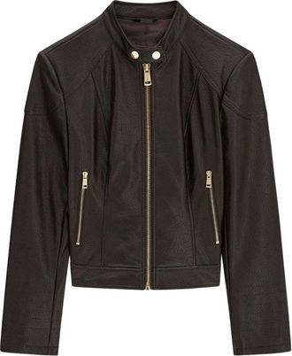 Guess Marlene Caribou Jas - Dames - Leren en Su&egrave;de Jassen - Bruin - M - Leer - Jassen