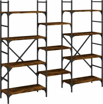 vidaXL Bookshelf Smoked Oak 160x28.5x136.5 cm Engineered Wood vidaXL