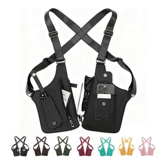 Generic Multi-pocket Anti-Theft Double Shoulder Bag, Adjustable Double Shoulder Armpit Bag, for Travel and Daily Use(Black)