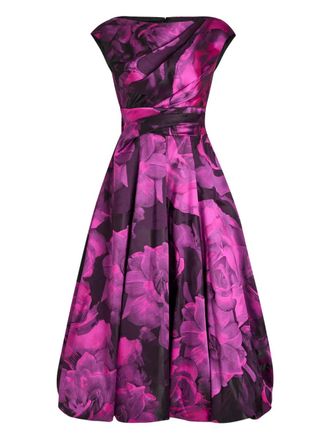 Talbot Runhof floral-print midi dress - Pink