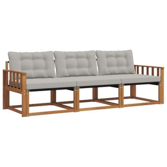 vidaXL Conjunto De Sof&aacute;s De Exterior 3 Pcs Gris Natural Y Claro Vidaxl