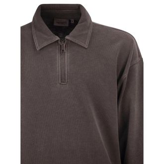Carhartt Work in Progress Half-Zip Cotton Sweatshirt - Brown