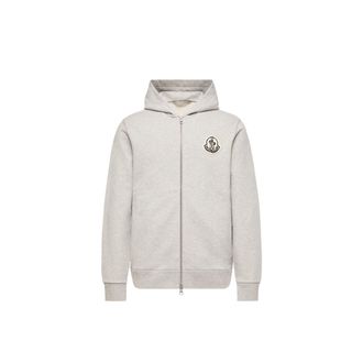 Moncler Moncler Sketched Logo Zip-up Cotton Hoodie, Men, Grey, Size: 3xl