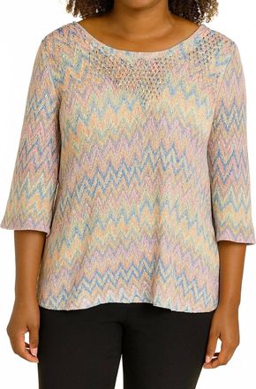 FDJ Crocket Stripe Open Stitch Blouse In Multi