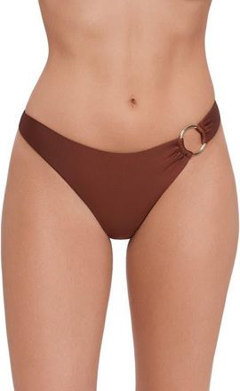 Steve Madden Scoop Front Ring Hipster Bikini Bottoms in Oak Brown at Nordstrom, Size X-Large