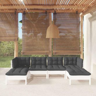 vidaXL Vidaxl - Muebles De Jard&iacute;n 6 Pzas Con Cojines Blanco Madera De Pino