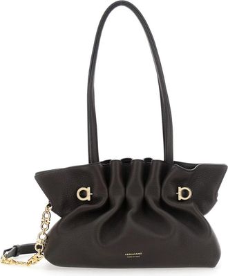 Ferragamo Soft Bag S - Dames - Schoudertassen - Bruin - ONE Size - Leer - Tassen