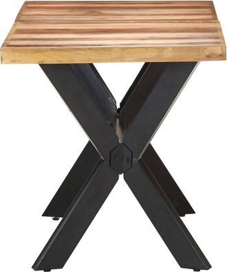 Berkfield Home Sturdy Dining Table 140x70x75 cm Solid Wood with Honey Finish in Brown | Size: 140 x 70 x 75 cm