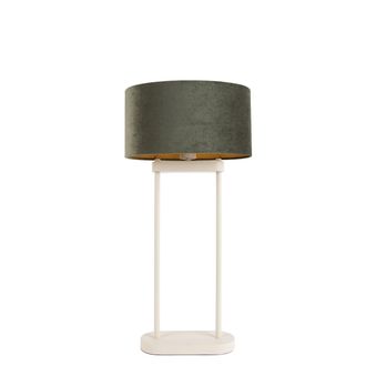 QAZQA Qazqa L&aacute;mpara De Mesa Beige Con Pantalla Ovalada Verde E Interior