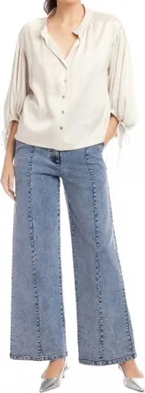 Fifteen Twenty Madison Tie Sleeve Blouse In Off White