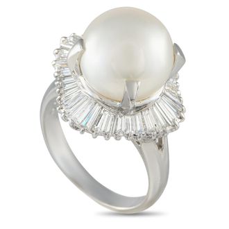 Luxury Bazaar Platinum 1.69ct Diamond and Pearl Ring MF02-022125