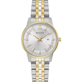 Bulova Classic Quartz Silver Dial Ladies Watch 98P197