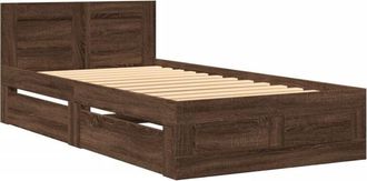 vidaXL Cama con cabecero madera de ingeniería marrón roble 75x190 cm Vidaxl