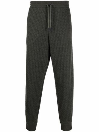 Giorgio Armani ribbed side-stripe trousers - Green