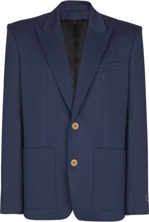 Balmain Cotton twill 2-button jacket in Navy at Nordstrom, Size 48 It