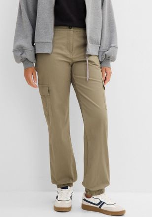 Bonprix Cargohose BONPRIX, Damen, Gr. 36, N-Gr, oliv, Web, Obermaterial: 97% Baumwolle, 3% Elasthan, loose fit, Hosen Cargohose, aus Baumwolle mit Elasthan, l