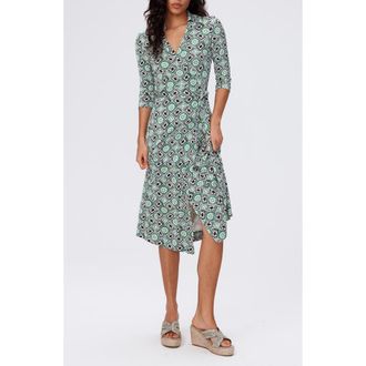 Diane Von F&uuml;rstenberg Abigail Geo Print Silk Wrap Midi Dress in Paper Cut Geo at Nordstrom Rack, Size Xx-Small
