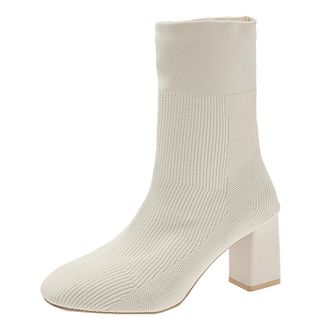 Generic Winter European and Trade Classic Strap Ankle Boots with Thick Round Toe Design for Women Comfortable Durable Footwear Ideal Casual Walking Shoes (Whi