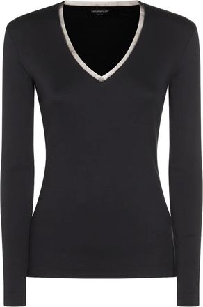 Fabiana Filippi Top a maniche lunghe con scollo a V - Blu