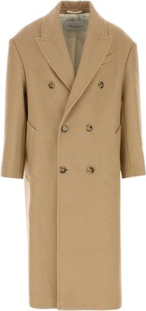 Ami Lange wollen jas met dubbele knopenrij - Heren - Mantel - Beige - M - Wol - Jassen