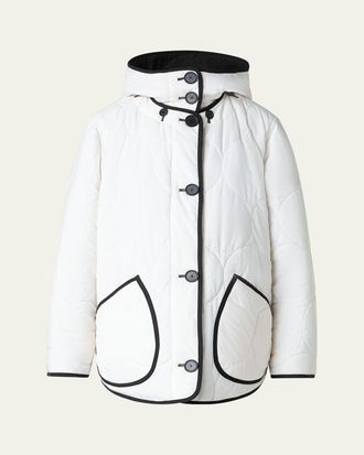 Akris Reversible Techno Dot Quilted Jacket With Hood