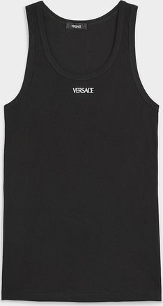 Versace Mens Signature logo ribbed tank top