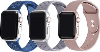 Posh Tech Assorted 3-Pack Silicone Apple Watch Watchbands in Blue/Lavender/Pink Assorted at Nordstrom Rack