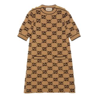 Gucci (WMNS) Gucci GG wool boucl jacquard dress Camel Brown 718630-XKCNA-2668