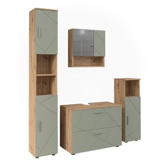 Vicco Conjunto De Muebles De Ba&ntilde;o Irma, Verde Salvia, 4 Partes, Vicco