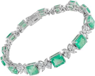 Luxury Bazaar Bracciale in oro bianco 18 carati con diamanti e smeraldi - Argento