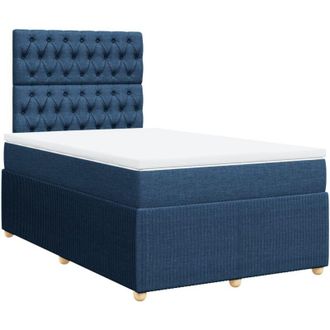 vidaXL Cama Box Spring Con Colch&oacute;n Tela Azul 120x190 Cm Vidaxl