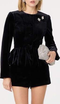 ASTR the Label Nicolle Velvet Peplum Jacket in Black at Nordstrom Rack, Size Medium