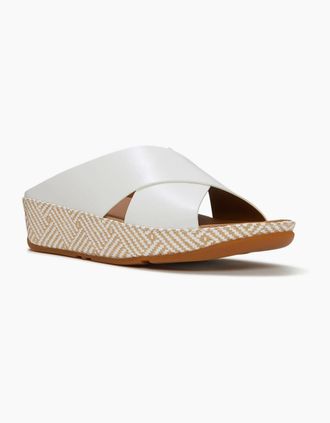FitFlop Womens Fitflop Lulu Lux Graphic-Weave Leather Womens Urban White Sandals - Size: 6