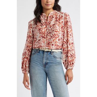 Caslon Embroidered Inset Top in Purple- Rust Ikat Blossom at Nordstrom Rack, Size Xx-Large