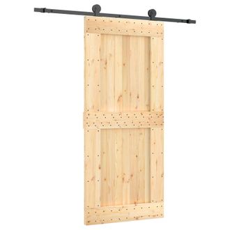 vidaXL Puerta Corredera Natural Y Negro 90 X 210 Cm Vidaxl