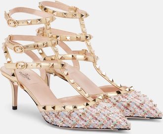 Valentino Garavani Pumps Rockstud 65 in tweed e pelle