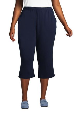 Lands End Sport Knit High Rise Elastic Waist Capri Pants in Radiant Navy at Nordstrom, Size 3X