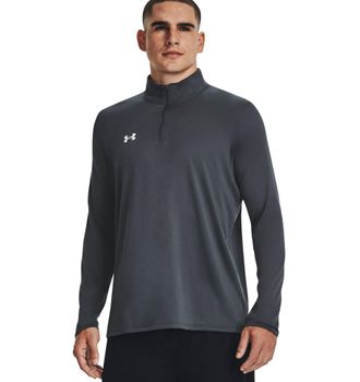 Under Armour Mens Team Tech 1/4 Zip Loose Royal Blue Long Sleeve Shirt, Stealth Gray / White, S