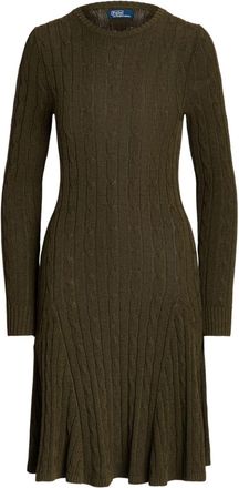 Polo Ralph Lauren round-neck cable-knit midi dress - women - Viscose/Cotton/Other fibres/Elastane - M - Green