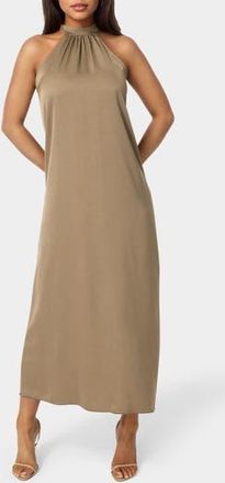 Bebe Crushed Satin Mock Neck Maxi Dress in Mocha at Nordstrom Rack, Size X-Small