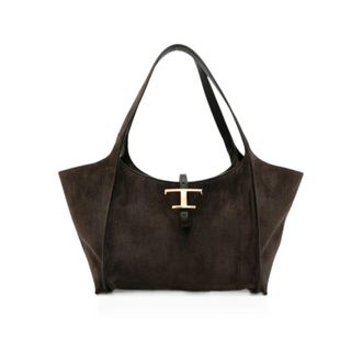 Tod's T Timeless Plaque Tote - female - Tods - Shopping Bags - Brown - ONE SIZE - Bags