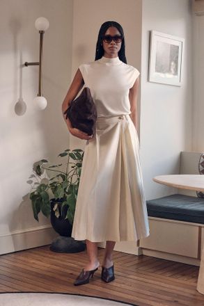 Karen Millen Womens Utility Button Detail Midi Skirt - White Lyocell - Size 12 UK