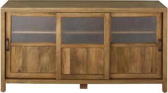 Maisons du monde Aparador con 3 puertas correderas de vidrio armado 150 cm