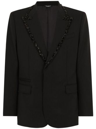 Dolce & Gabbana Blazer monopetto con strass - Nero