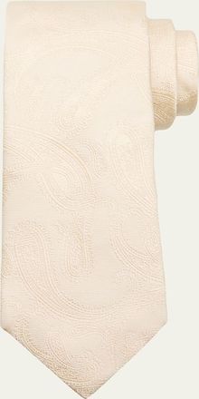 Brunello Cucinelli Mens Paisley Silk and Cotton Tie