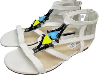 Jimmy Choo London Embellished Flat Sandals Size 38.5
