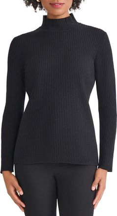 Jones New York Rib Mock Neck Sweater in Jones Black at Nordstrom, Size X-Large P