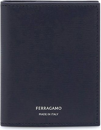 Ferragamo logo-stamp card holder - men - Calf Leather/Calf Leather/Fabric - One Size - Blue