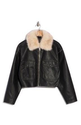 Blank NYC Faux Leather Jacket with Removable Faux Fur Collar in Work Week at Nordstrom Rack, Size X-Small