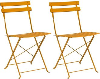 vidaXL Vidaxl - Silla Plegable Para Jard&iacute;n 2 Pcs Mostaza 42 X 46 X 82cm Acero